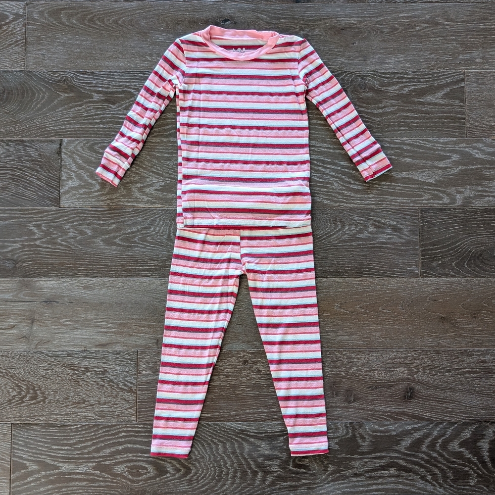 Kickee Pants Print Long Sleeve Pajama Set in Anniversary Bobsled Stripe - 3T - Picture 2 of 6